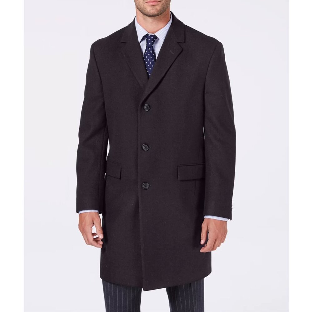 NWT‎ Nautica Men's Classic-Fit Batten Overcoat Black Sz 38R $350 Charcoal Grey